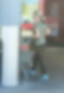 Skinny blonde milf at parking lot