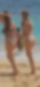 Two girls, two thong bikinis, 4 firm and bouncy bubble cheeks