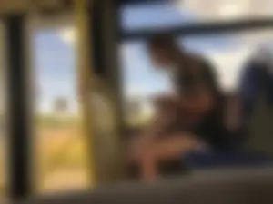 Candid tattooed girlin shorts and sneakers public bus creepshots