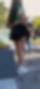 Petite woman in short miniskirt, pretty cheeks and beautiful face [oc]