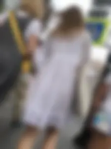 Teen Girl in a White Dress With Her Pantyline Seen Through - Legs And Feet Street Closeups