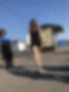 Nice Girl in Black Shorts And Sneakers Street Candid Gallery