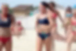 Lifeguard tournament girls on the beach