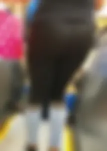 Mature sexy lady in Pink leggings shopping at Pink