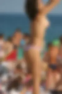 Beach voyeur girls in bikinis, thongs and topless