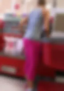 Blondes great ass in pink leggings shopping at Target