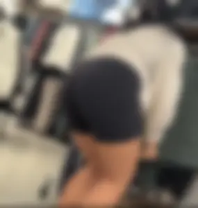 Sexy LuLu Lemon employee in tight black biker shorts