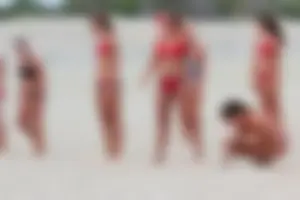 Lifeguard tournament girls on the beach
