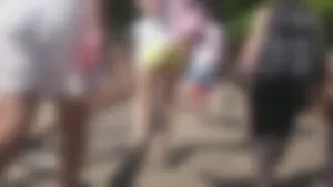 Milf in yellow shorts with vpl and a wedgie