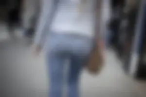 Blonde cutie in tight jeans
