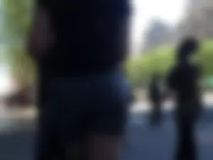 Thick big booty teen with braces in tight grey spandex shorts