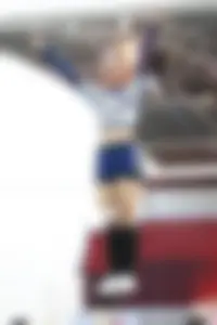 Bunch of athletic Thai cheerleaders at a competition
