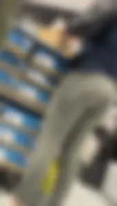 Sports store blonde worker in nice leggings