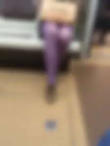 Stocky Girl in Purple Pantyhose Subway Train Creepshot
