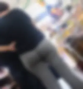 Milf with round and tight butt in gray leggings