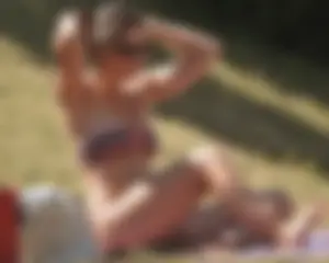 A bitch (and her dog) strips off her tight shorts [034]
