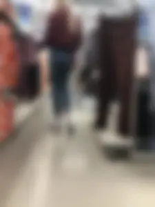 Cute Blonde Girl in Tight Blue Jeans Store Candid