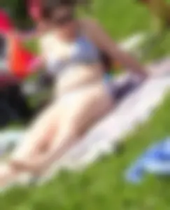 Thick chick with big boobs in bikini