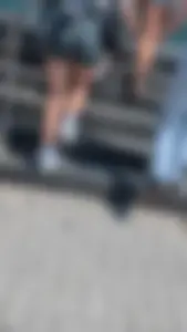 Perfect petite blonde ass and legs in short green spandex. OC