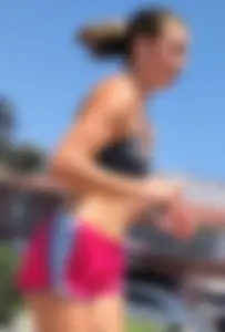 Fit girl with Tiny Sports Bra out for a Jog