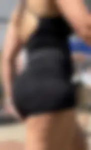 Blonde PAWG in tight spandex playsuit