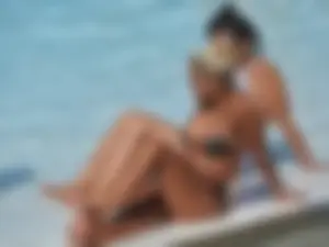 Classy blonde bikini milf lounging at the pool with her sister [088]