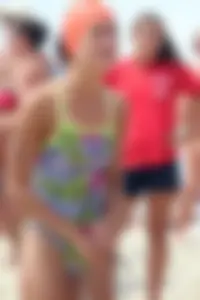 Lifeguard tournament girls on the beach