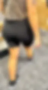 Curvy Foreign PAWG blck spandex shorts