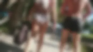 Girl with a nice ass in wet white bikini bottom
