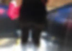 Mature sexy lady in Pink leggings shopping at Pink