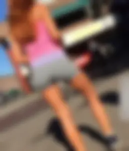 Hot Legs and Booty in Grey Spandex Shorts Street Creepshots
