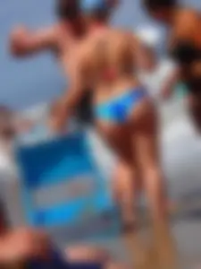 Thick beach babe with big booty and big boobs