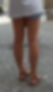Nice Candid Legs in Shorts And Feet in Sandals Street Closeup Creepshot