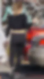 Sexy ass blonde in the parking lot in leggings with amazing body