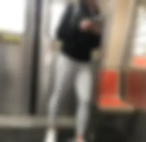 Girl in Grey Tights with Muscular Legs and Ass Subway Train Creepshot