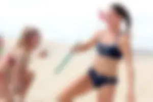 Lifeguard tournament girls on the beach