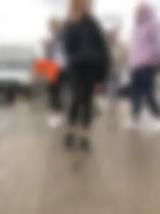 Cute Smoking Girl in Black Tights on the Crosswalk Creepshots Collection