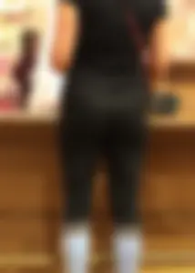 Mature sexy lady in Pink leggings shopping at Pink