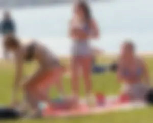 Teen in her underwear at a beach park with a nice ass in thong