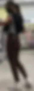 Slim latina in light brown leggings