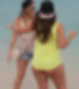 Couple PAWGs on the beach in bikinis partying