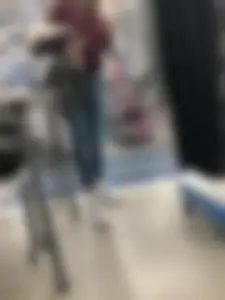 Cute Blonde Girl in Tight Blue Jeans Store Candid