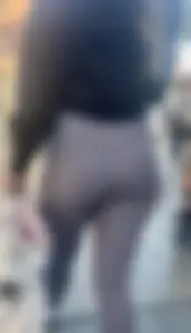 Sexy girl in grey leggings showing ass and cameltoe