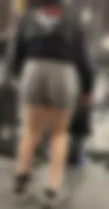 Tight Grey Gym Shorts (Crazy Vpl and Bends Over)