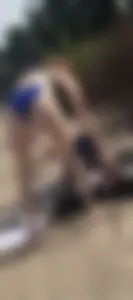 Pale skin tall bikini, semi thong