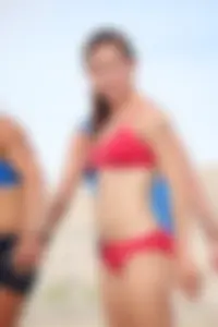 Lifeguard tournament girls on the beach
