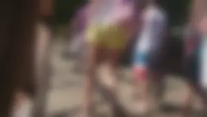 Milf in yellow shorts with vpl and a wedgie