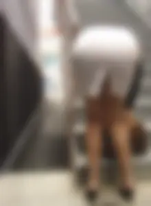 Milf With Sexy Legs in a White Skirt Bending Over VPL Creepshot