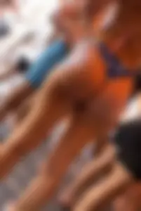 Blonde Barbie Pawg in American flag bikini