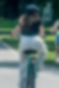 Bike ride in see through pants - THONG